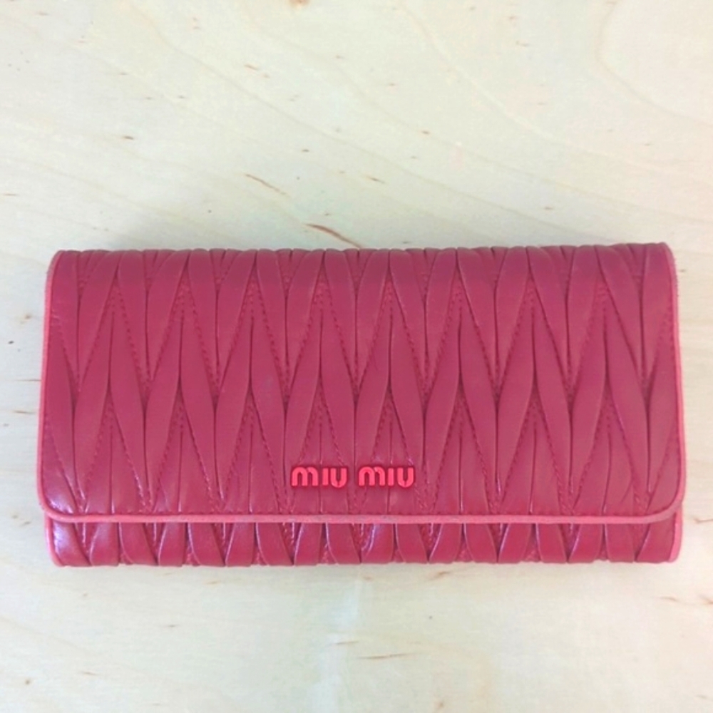 Miu Miu Red Quilted Leather Wallet